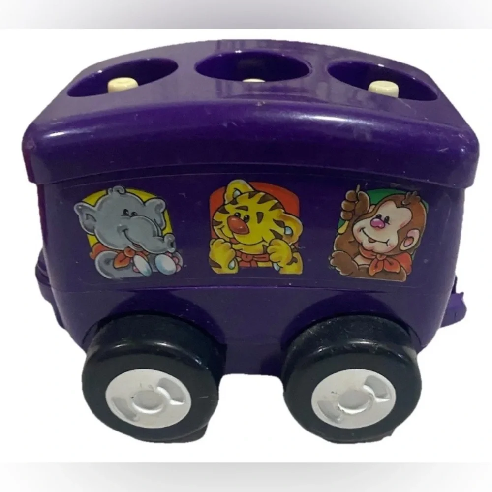 Little Tikes Vintage Toddler Zoo Animal Toy Train Set Red Purple Yellow